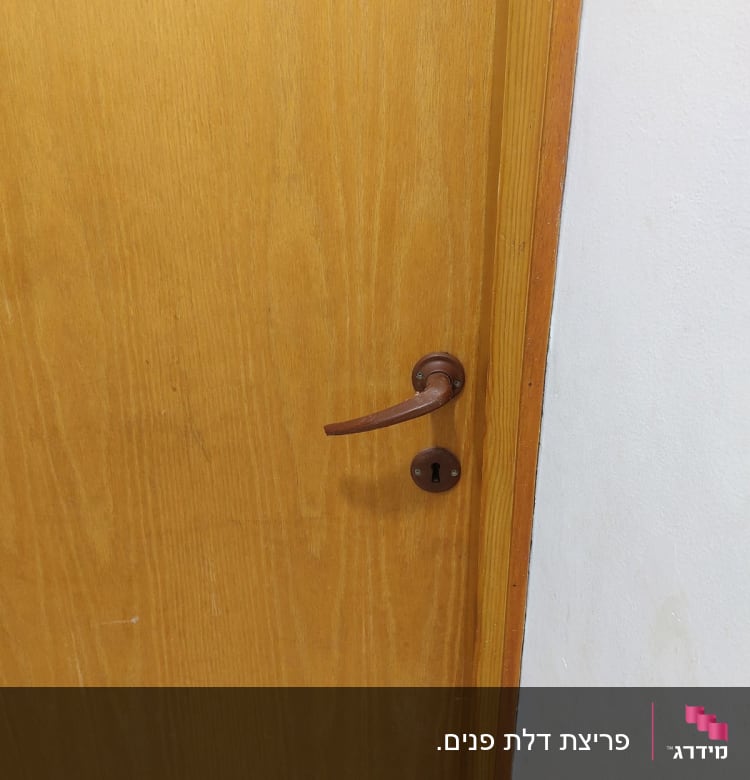 ידית ודלת עץ עם חור מנעול